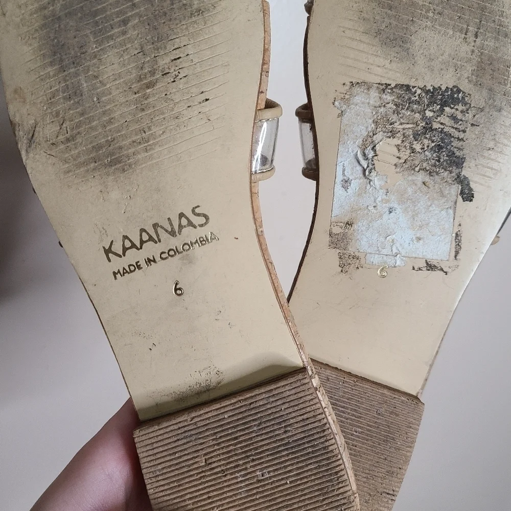Kaanas Clear PVC Strappy Slide Sandals with Tan Cork Footbed